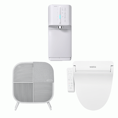 웰스 3대 결합패키지 (정수기 WQ674NWR+비데 BN150+공청기 AP107CGA)